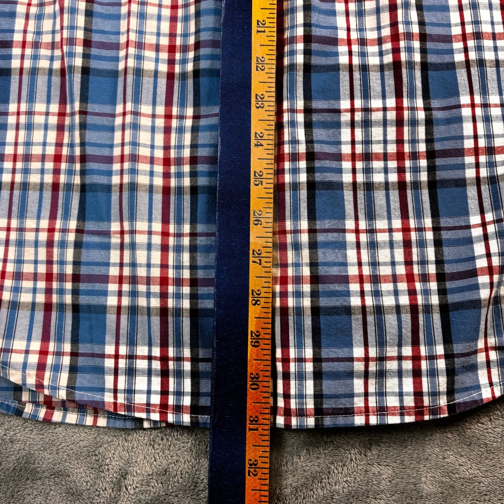 Chaps Men's XL Red Blue‎ Plaid Button Down Shirt Long Sleeve Casual 100%Cotton - Picture 7 of 15